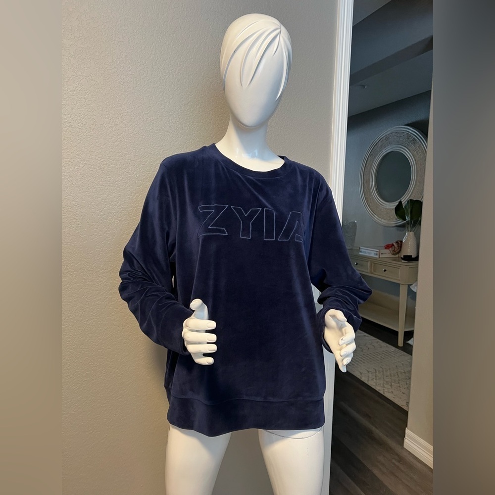 Zyia Active Navy Blue Velvet Velour Spellout
Sweatshirt Top size 2XL